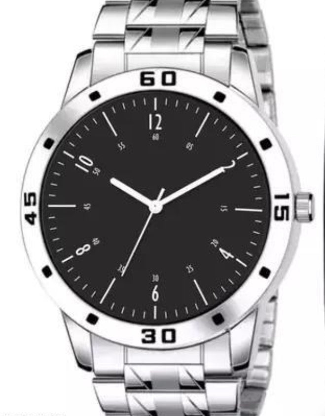 Men Silver Stainless Steel Strap Watch